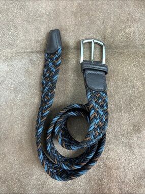 Anderson's Made in Italy Woven Braided Leather Tab Belt Sz 34